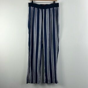 One 5 One Striped Linen Blend Elastic Waist Pull On Pants Womens Size M